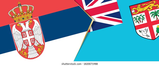 Serbia and Fiji flags, two vector flags symbol of relationship or confrontation.