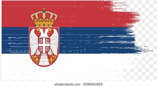 Serbia flag brush paint textured isolated on png or transparent background. vector illustration  