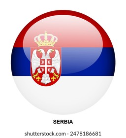 SERBIA flag button on white background