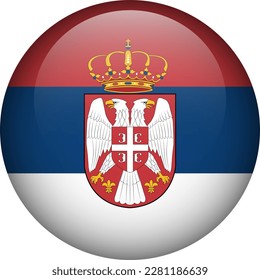 Serbia flag button. Round flag of Serbia. Vector flag, symbol. Colors and proportion correctly.