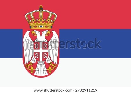 Serbia flag, clean lines vector illustration with slightly softened colors, 2 by 3 proportions