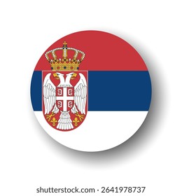 Serbia flag - flat vector circle icon or badge with dropped shadow.