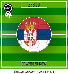 Serbia. Flag, Football, Group, Circle on green stadium background, Vector icon in flat style. isolated. 