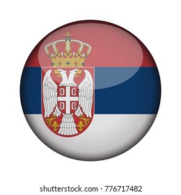 serbia Flag in glossy round button of icon. serbia emblem isolated on white background. National concept sign. Independence Day. Vector illustration.