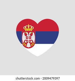 Bandera de Serbia en forma de vector del corazón ama Serbia