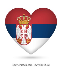 Serbia flag in heart shape. Vector illustration.