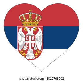 serbia flag in heart vector illustration sign. Flag of serbia in the shape of Heart with contrasting contour, symbol of love for his country or valentine day, patriotism.