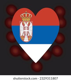 Serbia flag heart. vector illustration solated on black background