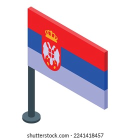 Serbien Flagge Symbol isometrische Vektorgrafik. Stadtkreis. Landesgrenze