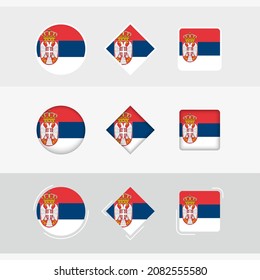 Serbia flag icons set, vector flag of Serbia. Three versions of icon.
