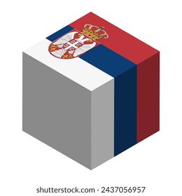 Serbia flag - isometric 3D cube isolated on white background. Vector object.