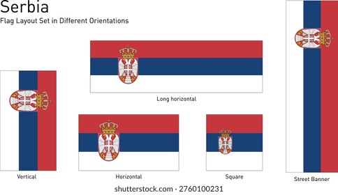 Serbia Flag Layout Set in Different Orientations