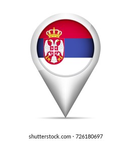 Serbia flag map pointer with shadow. Vector illustration