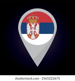 Serbia Flag on Location Pin. vector illustration
