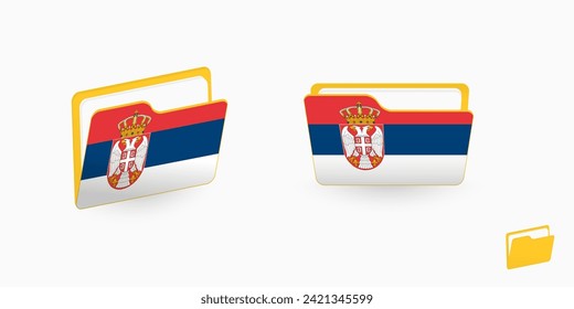 Serbia flag on two type of folder icon. Vector illustration.