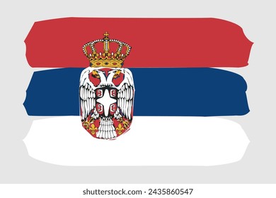 Bandera de Serbia - ilustración vectorial de diseño pintado. Estilo de pincel vectorial