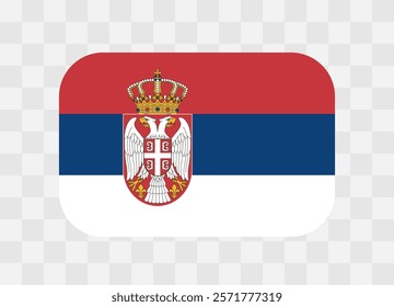 Serbia flag - rounded rectangle colorful flag representing a country cultural identity and heritage. The essence of national pride and unity. Vector flag on transparent background.