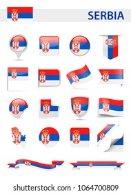 Serbia Flag Set - Vector Illustration