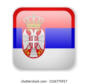 Serbia Flag. Square bright Icon. Vector Illustration
