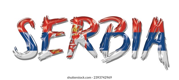 SERBIA flag text font, 3D SERBIA flag colorful background, SERBIA flag vector illustration