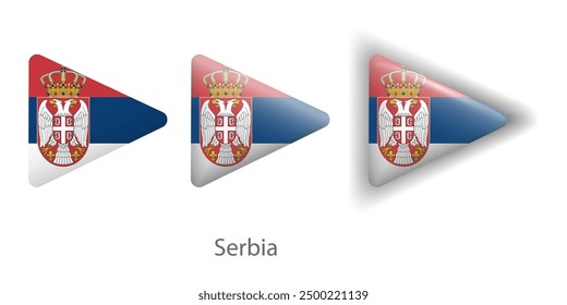 Serbia flag vector icons set in the shape of rounded triangle