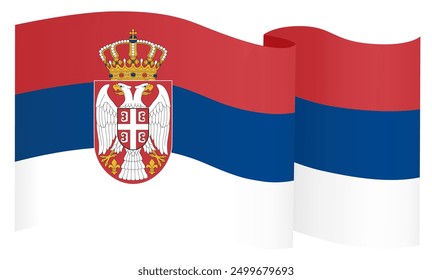 Serbia flag wave isolated on png or transparent background vector illustration.
