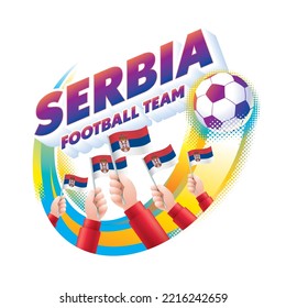 Serbia Football Team Masthead Logo with National Flag of Serbia