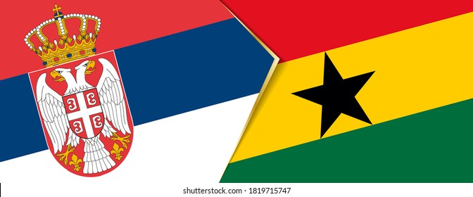 Serbia and Ghana flags, two vector flags symbol of relationship or confrontation.