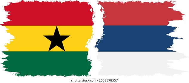 Serbia and Ghana grunge flags connection, vector