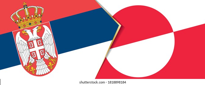 Serbien und Grönland-Flaggen, zwei Vektorflaggen Symbol für Beziehung oder Konfrontation.
