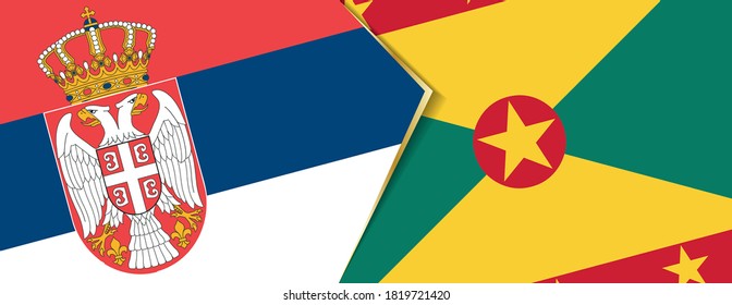 Serbia and Grenada flags, two vector flags symbol of relationship or confrontation.