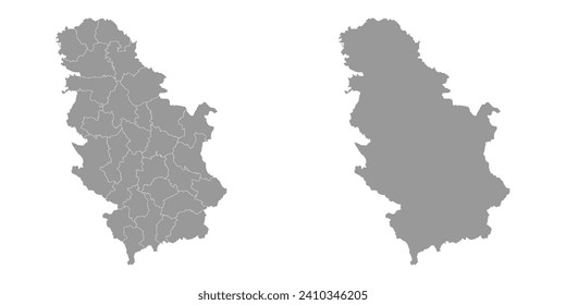 Serbia grey map with administrative districts. Vector illustration.