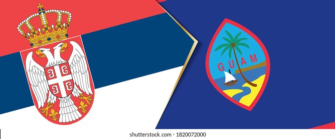 Serbia and Guam flags, two vector flags symbol of relationship or confrontation.