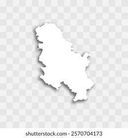 Serbia high detailed vector representation of country silhouette. White color on transparent background with dropped shadow. For educational, decorative, or informational use.