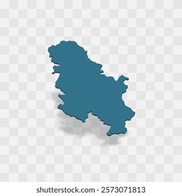 Serbia high detailed vector representation of country silhouette. 3D map on transparent background with dropped shadow. For educational, decorative, or informational use.