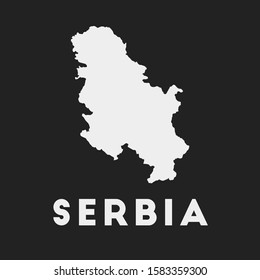 Serbia icon. Country map on dark background. Stylish Serbia map with country name. Vector illustration.