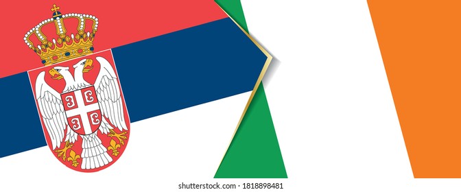 Serbia and Ireland flags, two vector flags symbol of relationship or confrontation.