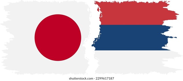 Serbia and Japan grunge flags connection, vector