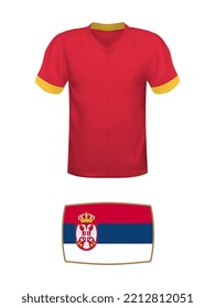 Serbia jersey football kit. World football tournament 2022. National t-shirt and flag of soccer team on white background. Vector illustration.