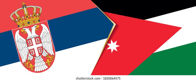 Serbia and Jordan flags, two vector flags symbol of relationship or confrontation.