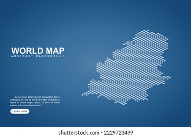 Serbia with Kosovo Map - World map International vector template with isometric top and white pixel, grid, grunge, halftone style isolated on blue background for design - Vector illustration eps 10