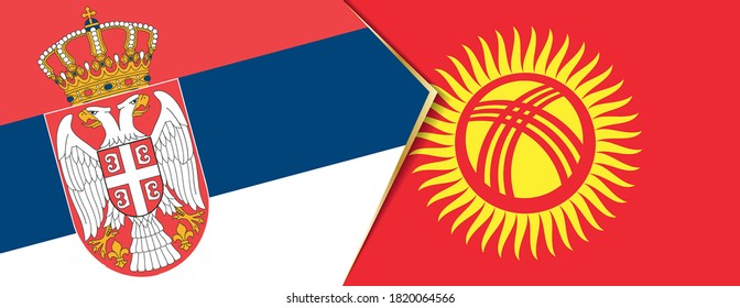 Serbia and Kyrgyzstan flags, two vector flags symbol of relationship or confrontation.