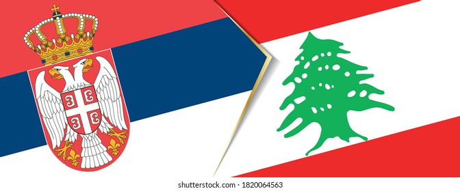 Serbia and Lebanon flags, two vector flags symbol of relationship or confrontation.
