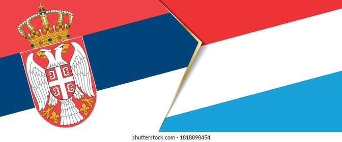 Serbia and Luxembourg flags, two vector flags symbol of relationship or confrontation.