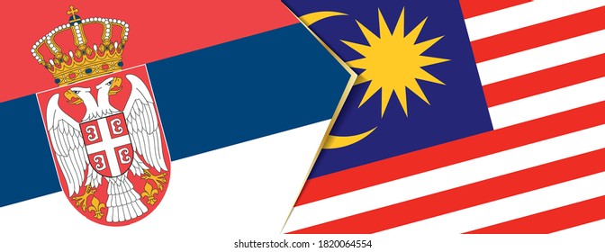 Serbia and Malaysia flags, two vector flags symbol of relationship or confrontation.