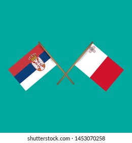 serbia and Malta crossed flags.Language learning or travel concept. flat design.