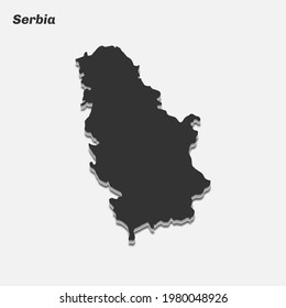Serbia map 3d silhouette. Vector illustration.