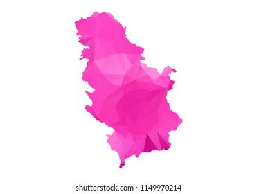 Serbia Map - Abstract geometric rumpled triangular low poly style gradient graphic on white background , line dots polygonal design for your. Vector illustration