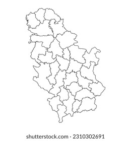 Serbia map with administrative districts. Vector illustration.
