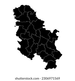 Mapa de Serbia con distritos administrativos sin Kosovo. Ilustración vectorial.